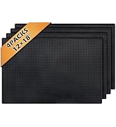 Pesilo 4 Pcs Bar Mats for Countertop 18 x 12 Inch, Black Rubber Non Slip Drying Mats for Bars, Du...
