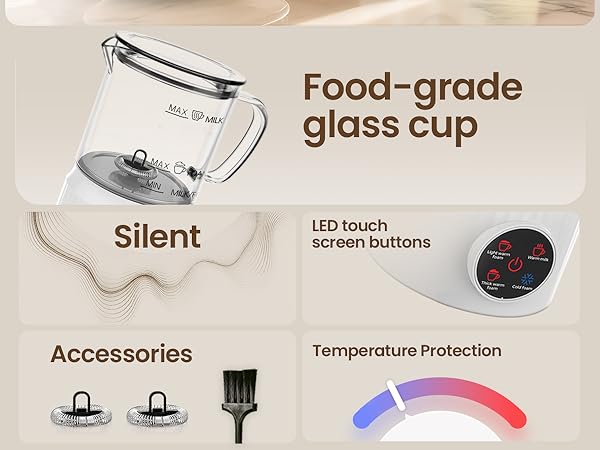 electric milk frother hot and cold foam