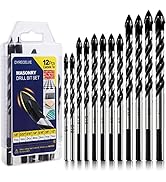 12-PCS Masonry Drill Bit Set & Concrete Drill Bit Set, 1/8 to 1/2 inch Professional Carbide Drill...