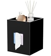 Hongtuocb Black Acrylic Tissue Box Cover with Storage Tray ,Square Acrylic Tissue Box Holder Napk...