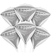 KatchOn, Shiny Silver Diamond Balloons - 22 Inch, Pack of 6 | Silver Foil Balloons, Silver Diamon...