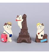 Eysinyge Miniature Paris Travel Cat Trinkets, Eiffel Tower Kitty Figurines, Cute Desk Decor Set, ...