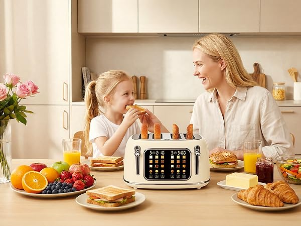 Mecity Retro Toaste 4 Slice with Touchscreen Control