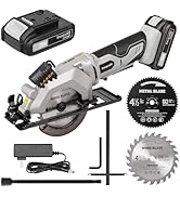 Inequalit Cordless Mini Circular Saw, 4-1/2 Inch 3400 RPM Circular Saw with Laser Guide, Rip Guid...