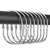 Goowin Shower Curtain Rings, 12 Pcs Shower Curtain Hooks, Oval Snap Shower Rings for Curtain, Met...