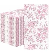 SietDESEO 50 Pieces 3-ply Pink Floral Napkins Disposable 13 x 15.7 Inches Guest Bathroom Napkins ...