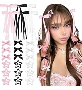 STGDAK 24Pcs Star Hair Clips Pink Bows for Hair Mini Bow Clip Alligator Barrettes Ribbon Bows Lon...