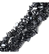 HAAMIIQII 5-8mm Natural Black Hematite Chips Beads - Genuine Real Irregular Freeform Chip Loose G...