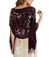 E-Clover Women Velvet Scarfs Shawls and Wraps for Evening Dresses Wedding Shawl Wraps for Dress A...