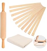 12 Pcs Pottery Tools Set, Include17in Slab Roller for Clay Pottery and 10 Pcs 5 Size Wooden Rolli...