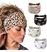 4 Pcs Y2k Headbands for Women Non Slip Wide Elastic Leopard Headbands Twist Knotted Hair Bands Sp...