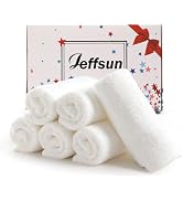 JEFFSUN Bamboo Wash Cloths for Face and Body, 13x13 inch XL White Face Towels, 6 Pack Silky Soft ...