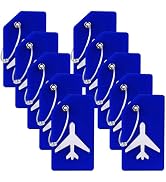 10 Pack Silicone Luggage Tag for Suitcases with Stainless Loop, TSA Approved, Privacy Protection ...