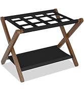 Heybly Luggage Rack, Folding Suitcase Stand with Storage Shelf, Luggage Holder with 5 Nylon Strap...