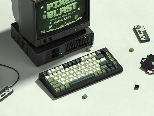 Double Shot PBT keycaps, Cherry Profile Keyboard Key caps, Matcha Green Custom keycaps138-key Set