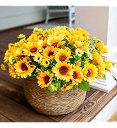 Sunflowers Artificial Flowers, 10 Bunches Fake Sunflower, Artificial Flowers for Outdoors Spring ...