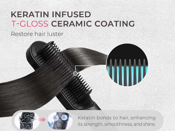 TYMO straightening brush keratin ceramic coating smooth shiny hair for daily home salon styling