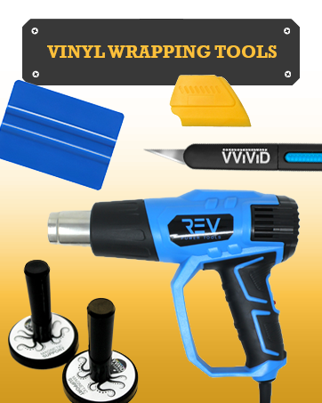 a heat gun squeegee magnets and 30 degree cutter