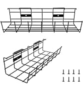 COYACOOL Under Desk Cable Management- 2 Pack Cord Organizer. Metal Wire Cable Management Tray for...
