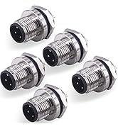 M12 4 Pin Male Aviation Panel Mount Connector,Lonlonty 12mm Waterproof Chassis Panel Back Mount S...