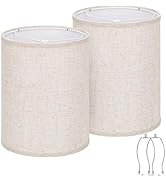 Tall Drum Lamp Shades Set of 2, 10"Top x10" Bottom x 13"High, Beige Lampshade for Table Lamp Floo...