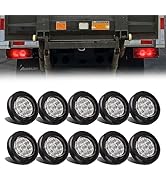 YOMTOVM 10PCS 2" Red Round Trailer Marker Lights for RV Trucks, 12V 2 Inch Clearance Tail Marker ...