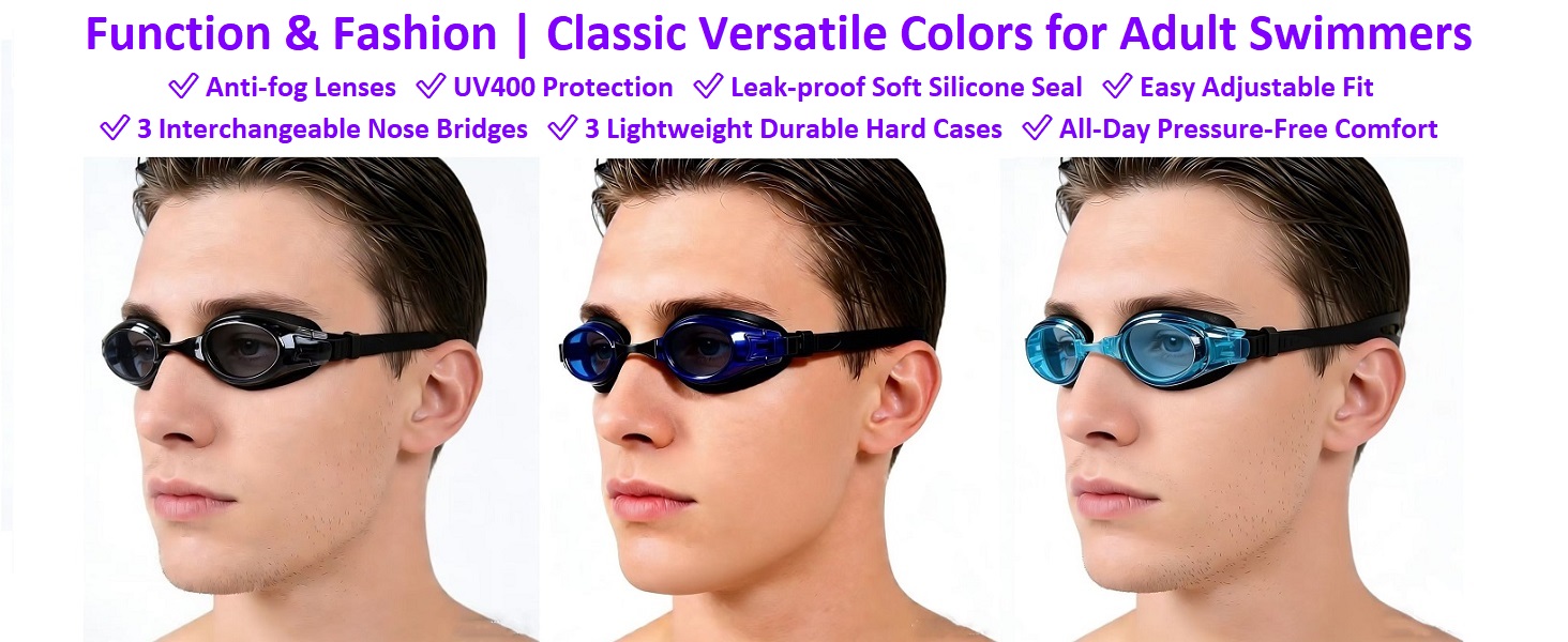 YUENREE 3 Pack Adult Swim Goggles