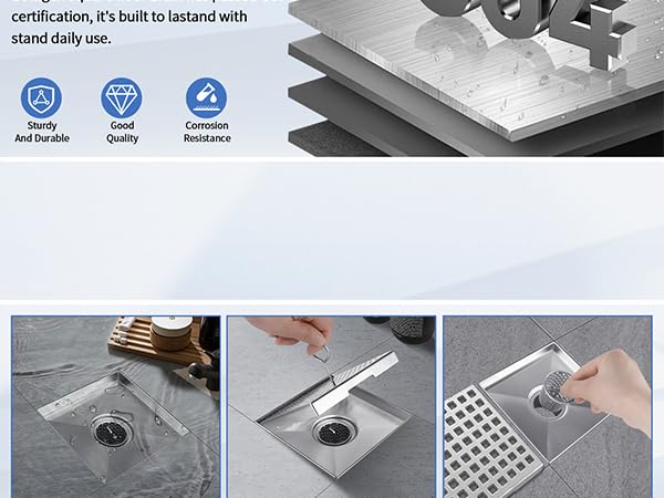 304 Stainless Steel Square Shower Drain