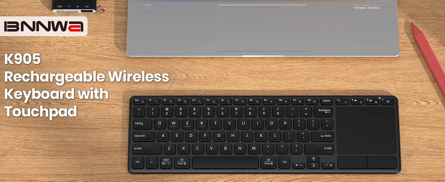 rechargeable wireless keyboard with touchpad