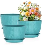 Meowell Large Plant Pots 12/10/9 inch, 3 Pack Big Flower Pots for Outdoor Indoor Plants with Wate...