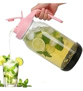 64 oz Glass Mason Jar Pitcher with Lid, Handle & Non-Slip Silicone Base, Food-Grade Leakproof & A...