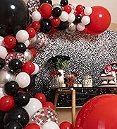 red black and white balloons