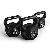 CAP Barbell 45 LB Cement Kettlebell Set – 10 lb, 15 lb & 20 lb Vinyl-Coated Kettlebells for Stren...