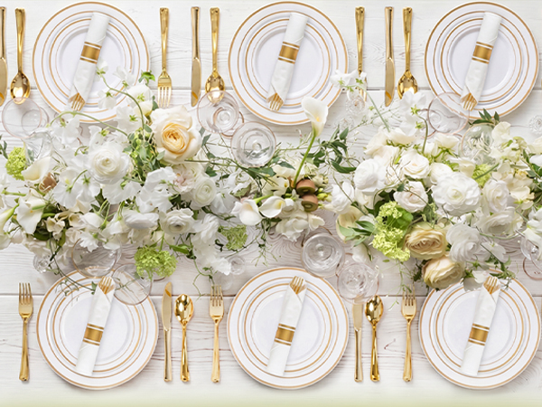 Gold Plastic Dinnerware Set