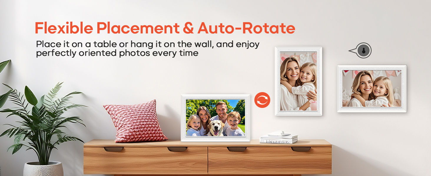 frameo digital picture photo video frame smart wifi HD IPS touch screen slideshow 32GB auto rotate