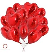 TONIFUL 30Pcs 18 Inch Red Heart Balloons Valentine’s Day Heart Shape Foil Mylar Balloons Decorati...