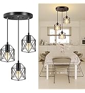 Licperron Industrial 3-Light Pendant Light, Adjustable Kitchen Hanging Ceiling Light Fixtures wit...