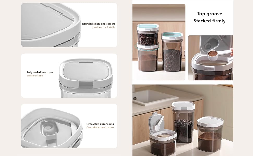 Coffee Canister Container Airtight Sealed Seal Jar Storage Grounds Food