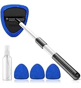 Windshield Cleaning Tool, 23-inch Extendable Handle Car Window Cleaner with 4 Reusable and Washab...