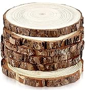 FSWCCK 6 Pack Nature Unfinished Wood Slices, 7-8 Inches Round Wooden Circle with Tree Bark, Large...