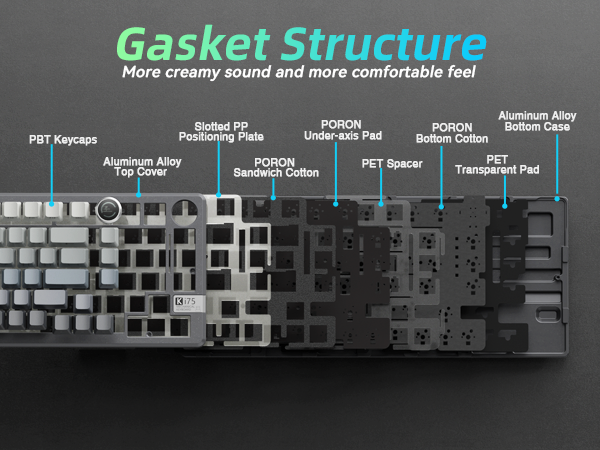 gasket structure Hot-swappable custom mechanical keyboard Linear Switches creamy keyboard