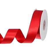 Double Faced Red Ribbon 1 Inch 30 Yards Red Satin Ribbon for DIY Crafts Hair Bows Gift Wrapping W...