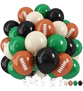 HILAVO Football Balloons, 12 Inch Dark Green Black White Sand with Brown Printed Sports Latex Bal...