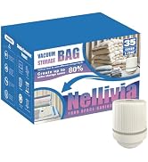 Nellivia 35 Pack Vacuum Storage Bags with Electric Pump, Compression Space Saver for Comforters, ...
