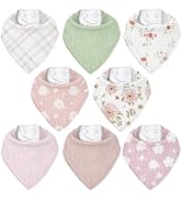 CIVARUA KIDS Muslin Baby Bibs 8 Pack, Baby Bandana Drool Bib for Drooling and Teething