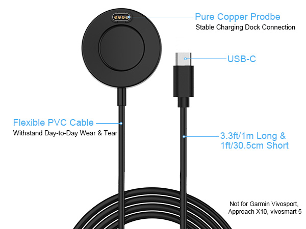 USB C Charger for Garmin Instinct Fenix Vivoactive Replacement Charging Cable Cord
