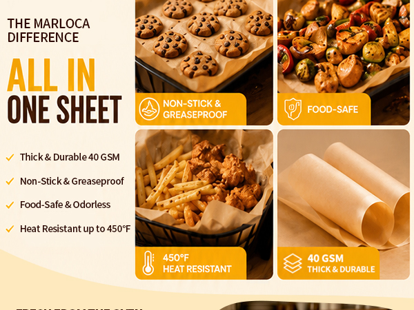 200 PCS Unbleached Parchment Paper Sheets for Baking 12x16 Inches Pre-Cut, Non-Stick
