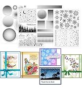 GLOBLELAND 4 Sheets Gradient Background Clear Stamp for Scrapbooking Snowflakes Stars Silicone St...