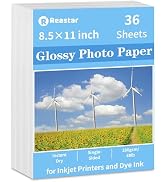 Reastar Glossy Photo Paper 8.5 x 11, 36 Sheets Inkjet Photo Printer Paper, Instant Dry Picture Pa...