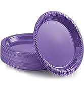Amcrate Disposable Plastic Plates Purple, 7 Inches Plastic Dessert Plates, Strong and Sturdy Disp...